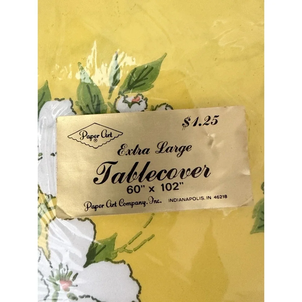 Vintage Paper Art Paper Table Cover New Old Stock Yellow MCM Flowers 102